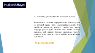 AI-Powered Agents for Smarter Business Solutions