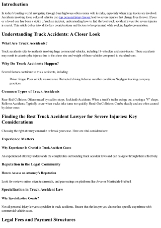 Finding the Best Truck Accident Lawyer for Severe Injuries: Key Considerations