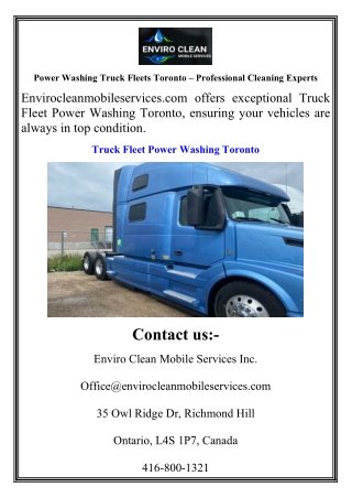 Power Washing Truck Fleets Toronto – Professional Cleaning Experts
