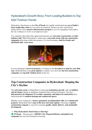 From Leading Builders to Top Kids’ Fashion Trends