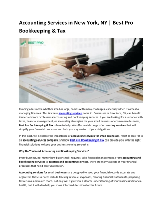 Accounting Services in New York, NY | Best Pro Bookkeeping & Tax