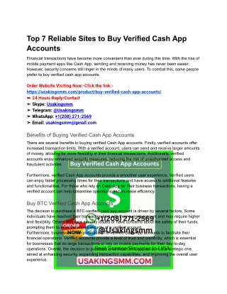 Top 7 Reliable Sites to Buy Verified Cash App Accounts