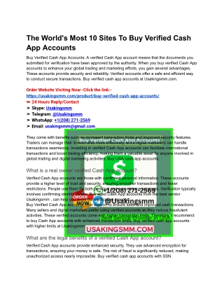 The World's Most 10 Sites To Buy Verified Cash App Accounts