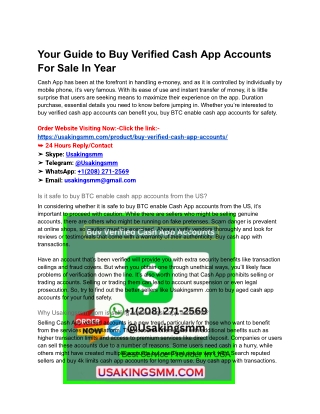 Your Guide to Buy Verified Cash App Accounts For Sale In Year