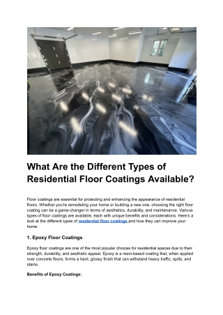 What Are the Different Types of Residential Floor Coatings Available_