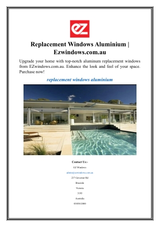 Replacement Windows Aluminium  Ezwindows.com.au