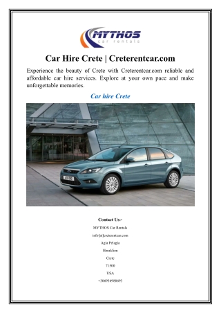 Car Hire Crete  Creterentcar.com