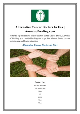 Alternative Cancer Doctors In Usa  Anoasisofhealing.com