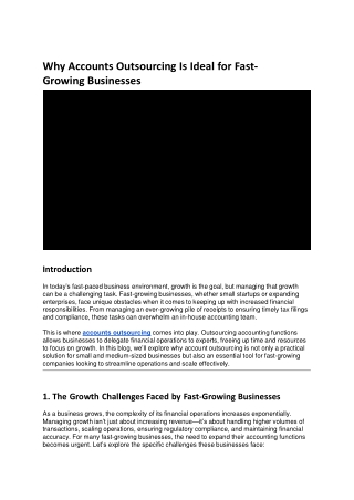 Why Accounts Outsourcing Is Ideal for Fast-Growing Businesses
