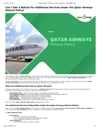 Can I get a refund for additional services under the Qatar Airways refund policy
