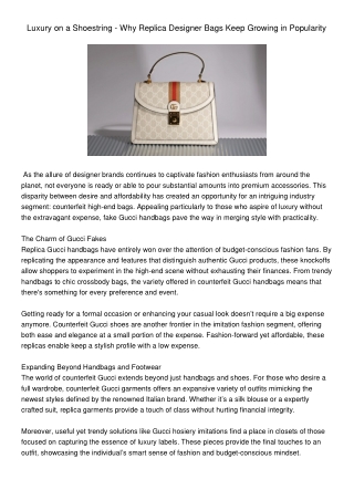 LuxuryonaShoestring-WhyReplicaDesignerBagsKeepGrowinginPopularity