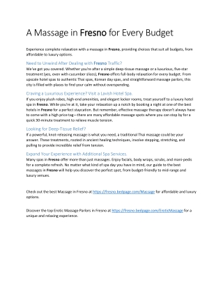 A Massage in Fresno for Every Budget