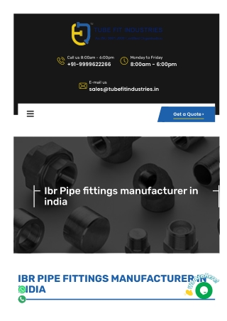 Best IBR Pipe Fittings Manufacturer in India: Reliable & Durable Solutions