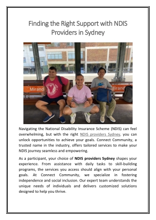 Finding the Right Support with NDIS Providers in Sydney