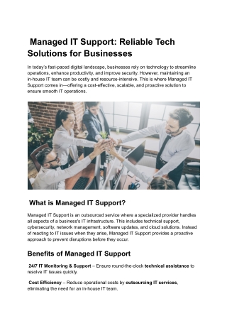 managed it support reliable tech solutions