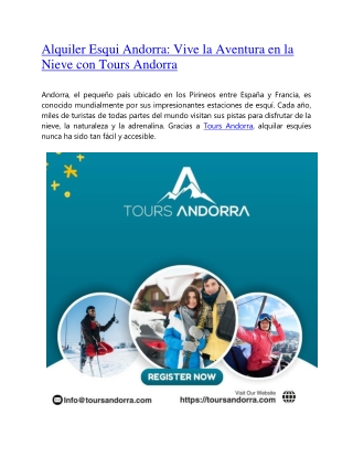 Alquiler Esqui Andorra Vive la Aventura en la Nieve con Tours Andorra