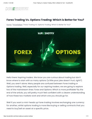 Forex Trading Vs. Options Trading PDF