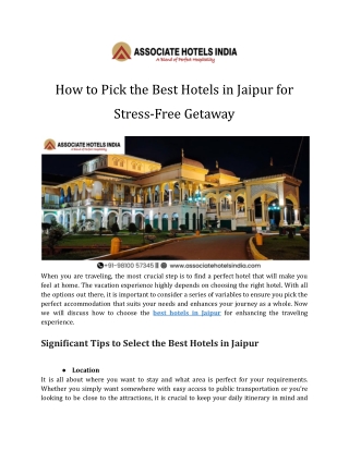 how to pick the best hotels in jaipur for