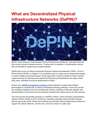 what are decentralized physical infrastructure