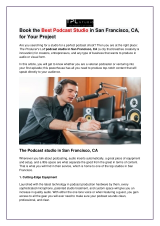 Book the Best Podcast Studio in San Francisco, CA, for Your Project