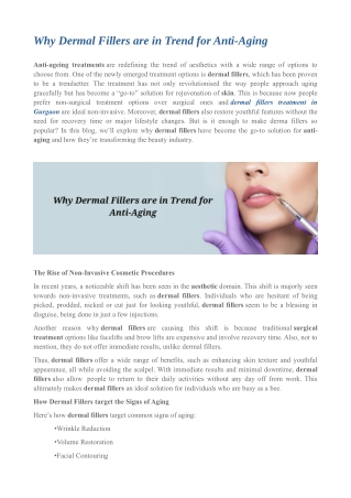 Why Dermal Fillers are in Trend for Anti-Aging