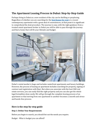The Apartment Leasing Process in Dubai