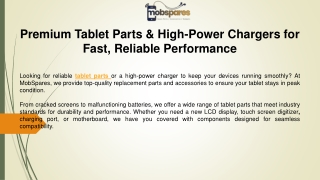 Premium Tablet Parts & High-Power Chargers for Fast, Reliable Performance