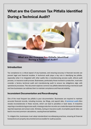 Common Tax Pitfalls Identified During a Technical Audit