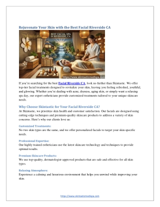 Rejuvenate Your Skin with the Best Facial Riverside CA