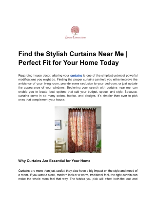 Find the Stylish Curtains Near Me | Perfect Fit for Your Home Today