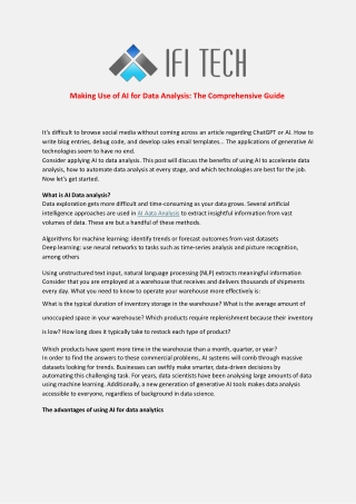 Leveraging AI for Data Analysis Unleashing the Power of Intelligent Insights