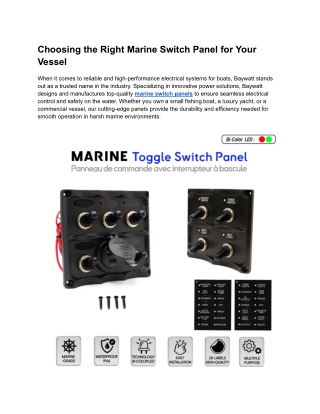 Choosing the Right Marine Switch Panel for Your Vessel