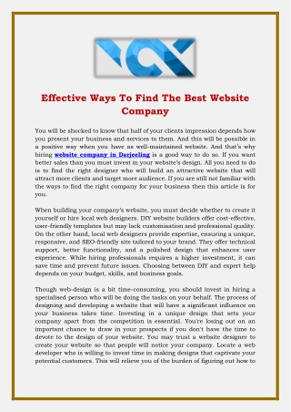 Effective Ways To Find The Best Website Company