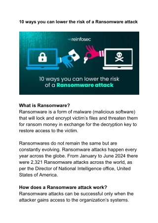 10 ways you can lower the risk of a ransomware