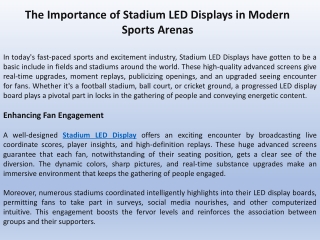 The Importance of Stadium LED Displays in Modern Sports Arenas