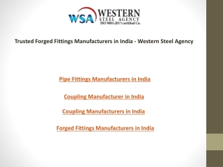 Trusted Forged Fittings Manufacturers in India  Western Steel Agency
