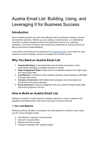austria email list building using and leveraging