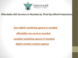 Affordable SEO Services in Mumbai by Third Eye Blind Productions