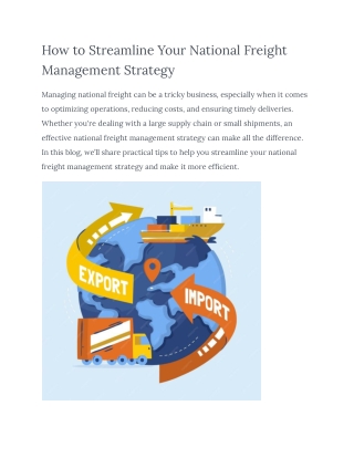 how to streamline your national freight