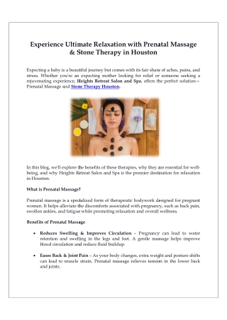 Experience Ultimate Relaxation with Prenatal Massage & Stone Therapy in Houston