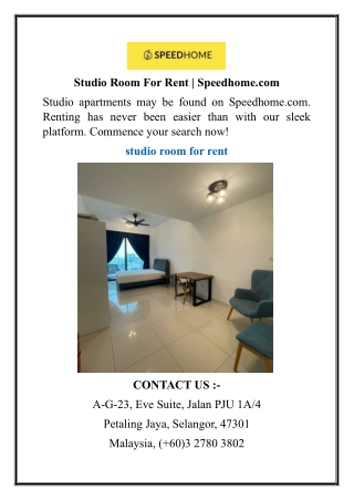 Studio Room For Rent  Speedhome