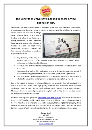 The Benefits of University Flags and Banners & Vinyl Banners in NYC