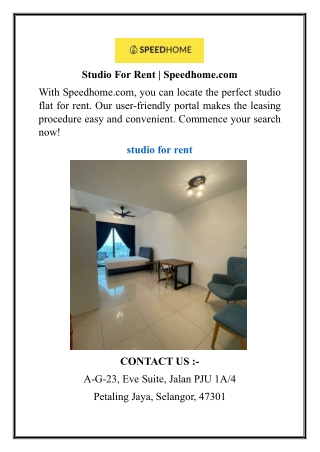 Studio For Rent  Speedhome