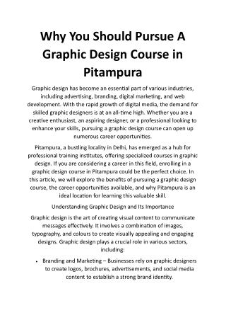 Graphic Design Course in Pitampura