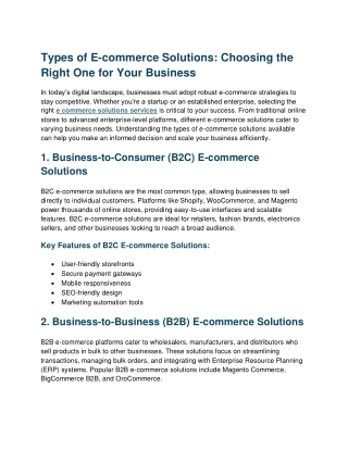 types of e commerce solutions choosing the right
