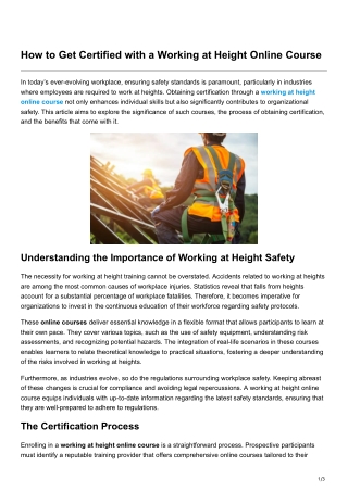 How to Get Certified with a Working at Height Online Course
