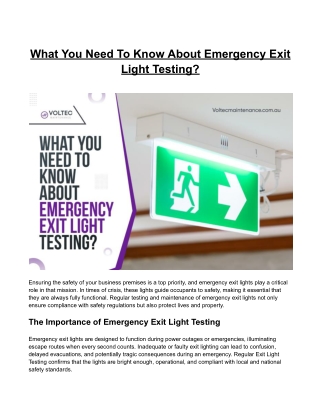 What You Need To Know About Emergency Exit Light Testing?