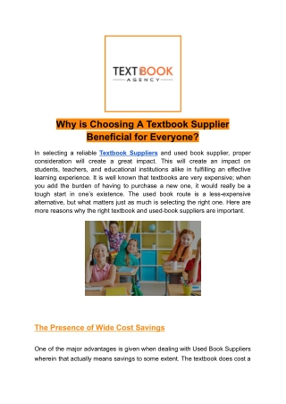 Why is Choosing A Textbook Supplier Beneficial for Everyone