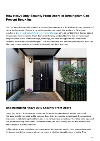 How Heavy Duty Security Front Doors in Birmingham Can Prevent Break-ins