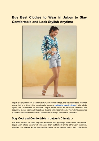 Buy Best Clothes to Wear in Jaipur to Stay Comfortable and Look Stylish Anytime